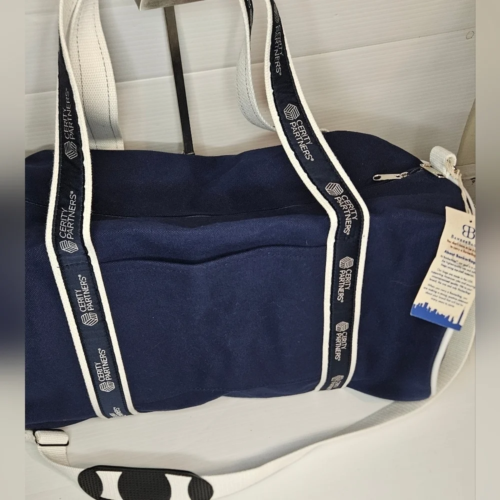 BankerBags Navy Canvas Duffel Bag – Certify Partners Logo – Made in USA